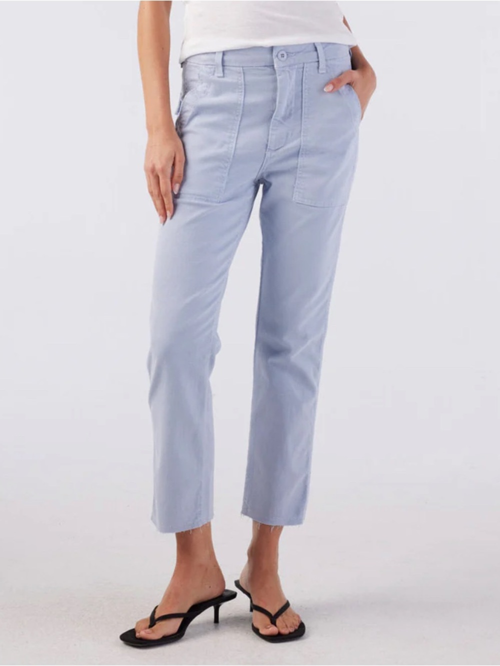 AMO Easy Army Trouser Sky Blue Crop Straight Pants Size 26 NWOT!